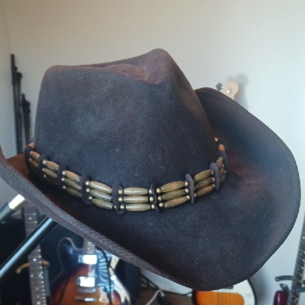 Men's Dark Brown Cowboy Hat with Beaded Band